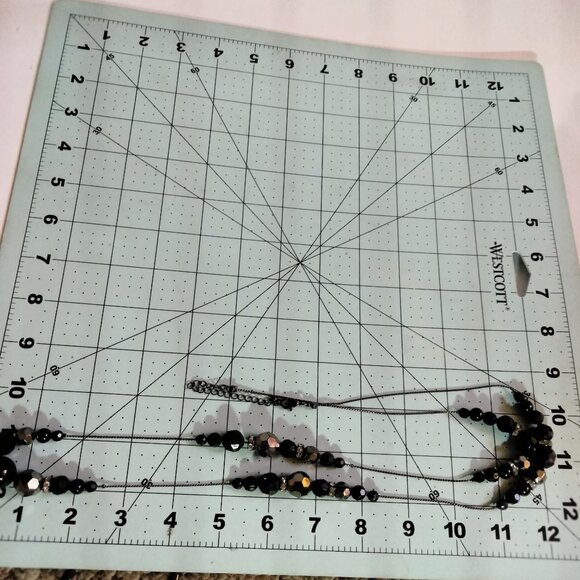 Black Beaded Necklace Faceted Beads Long Art Deco Flapper - Picture 3 of 8